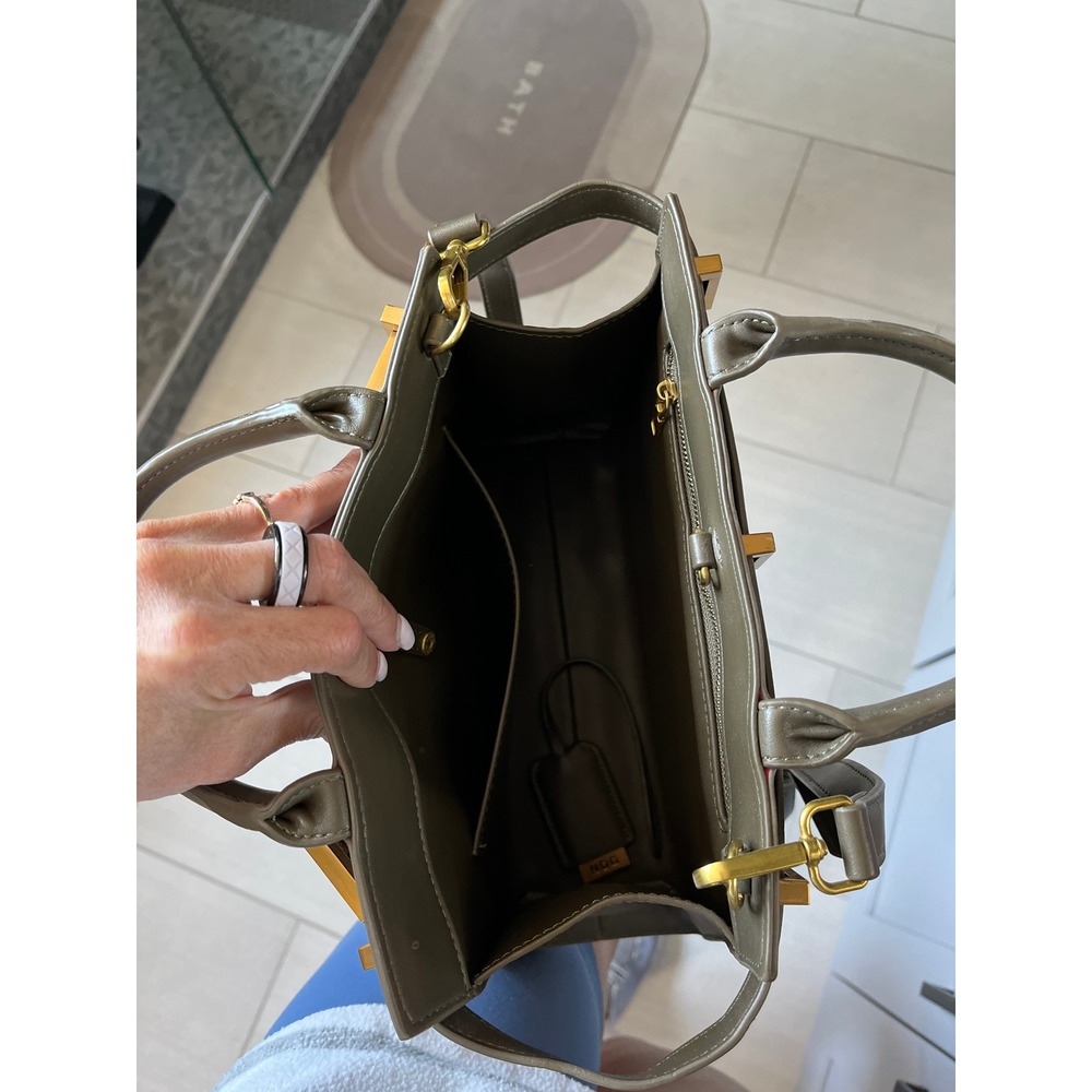 Western Paisley Embossed Satchel Bag Olive Green Gold Hardware Crossbody Boho - Picture 10 of 16